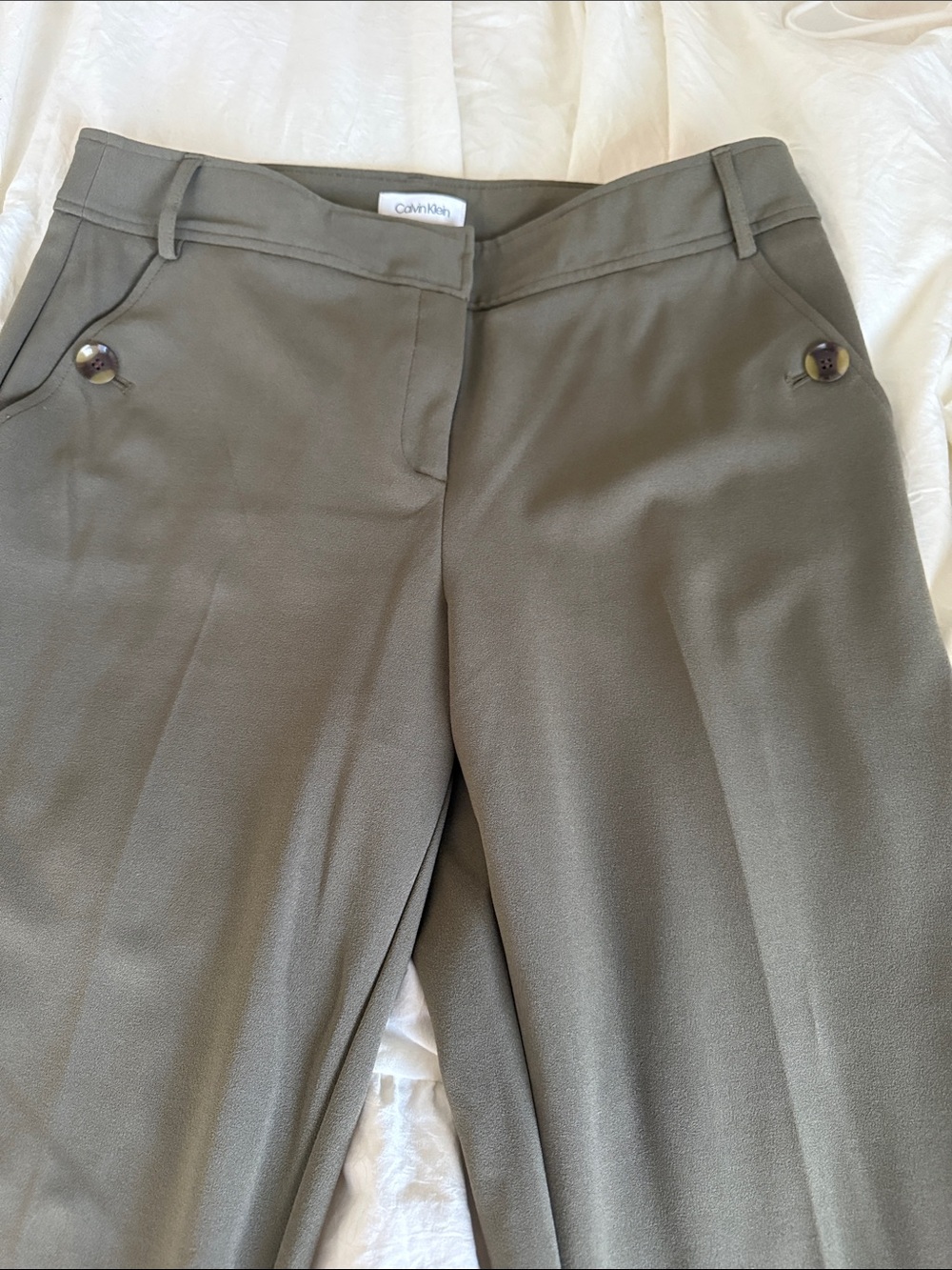 Calvin Klein womens olive green trousers